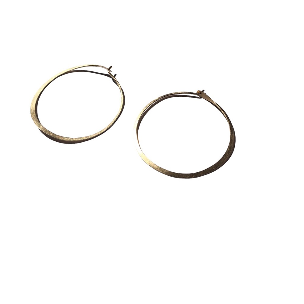 Vintage Solid Gold Hoops 1” Diameter - image 2